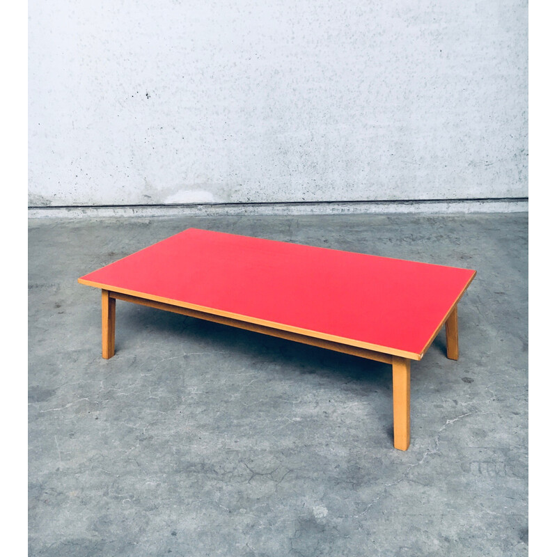 Vintage red formica coffee table, Belgium 1950