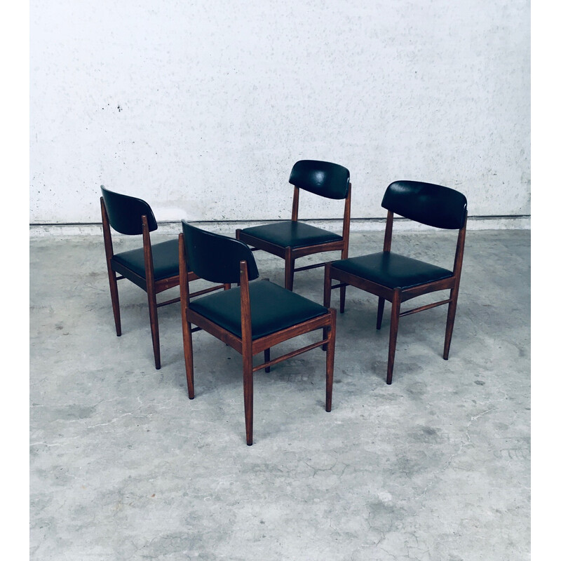 Set of 4 vintage teak wood dining chairs, Netherlands 1960