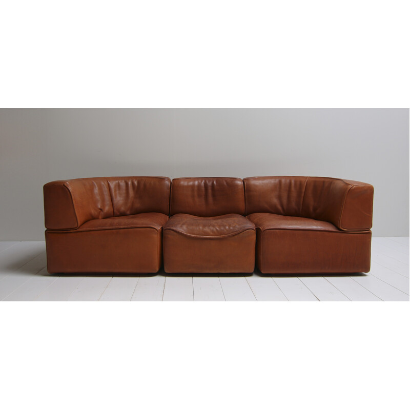 De Sede DS15 saddle leather sofa in cognac color - 1970s