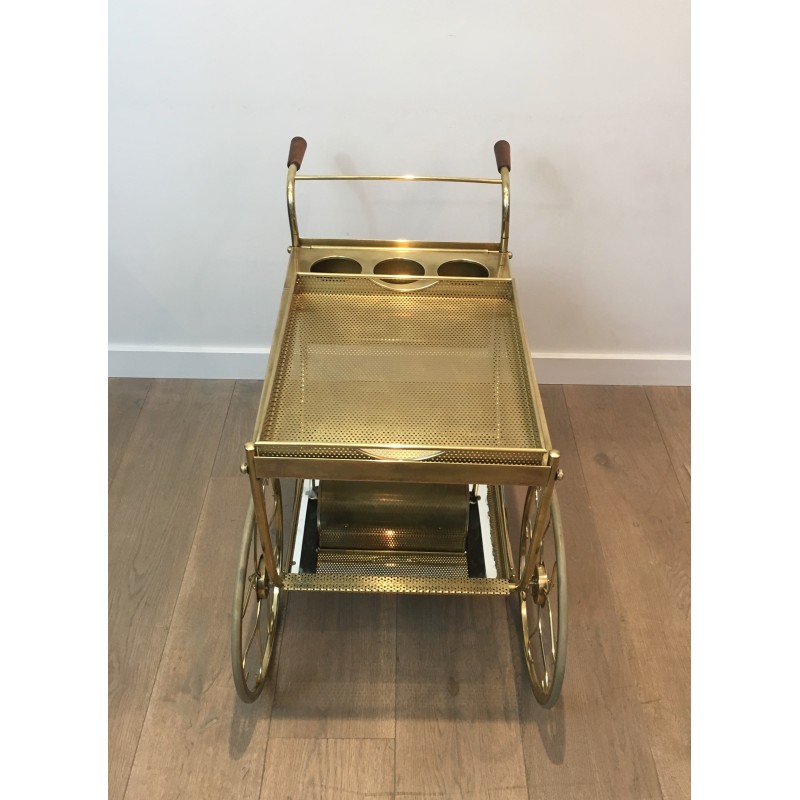 Vintage brass rolling table with removable top by Josef Frank for Svenskt Tenn, Sweden 1950
