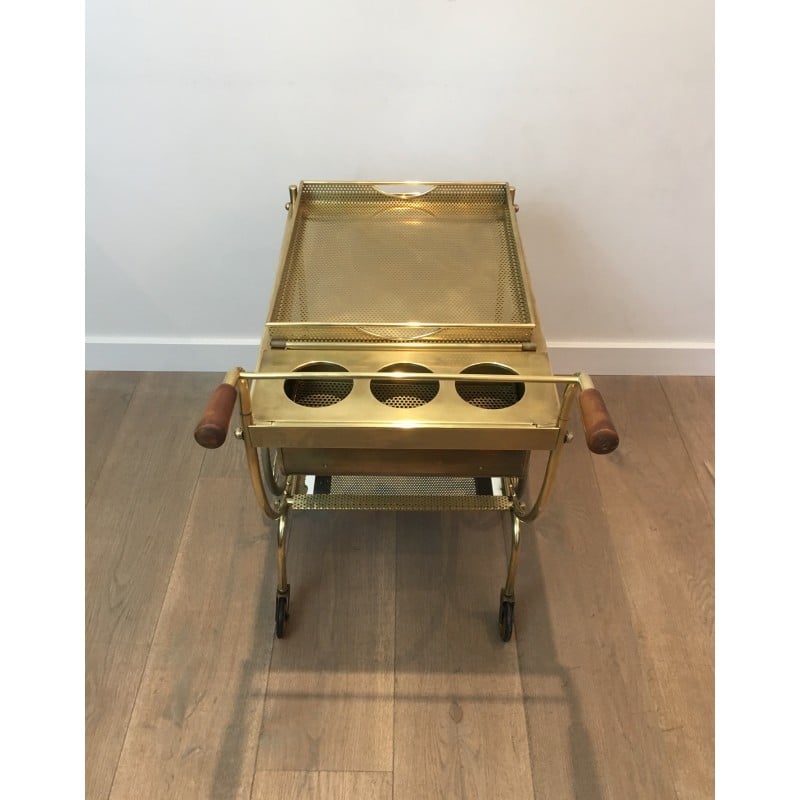 Vintage brass rolling table with removable top by Josef Frank for Svenskt Tenn, Sweden 1950