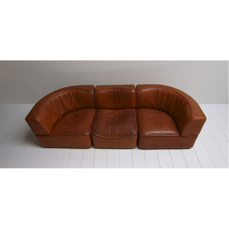 De Sede DS15 saddle leather sofa in cognac color - 1970s
