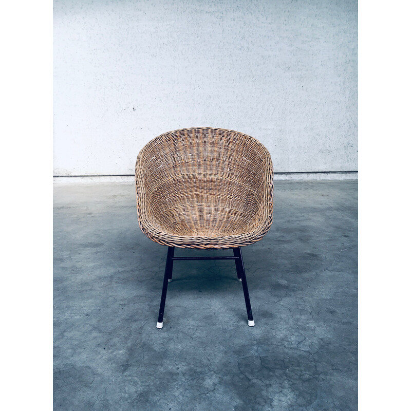 Vintage wicker and rattan chair for Rohé Noordwolde, Netherlands 1960