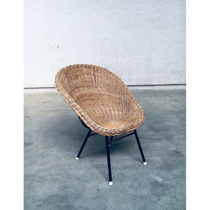 Vintage wicker and rattan chair for Rohé Noordwolde, Netherlands 1960