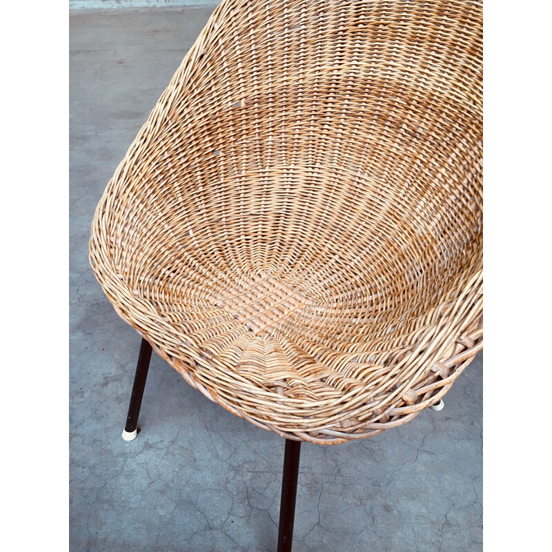 Vintage wicker and rattan chair for Rohé Noordwolde, Netherlands 1960