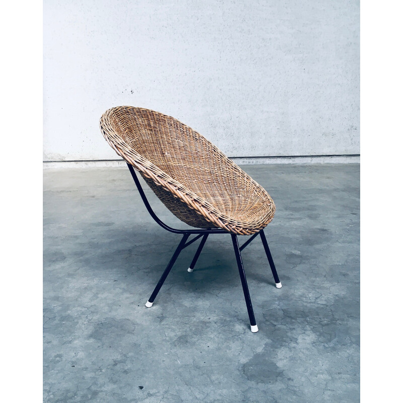 Vintage wicker and rattan chair for Rohé Noordwolde, Netherlands 1960