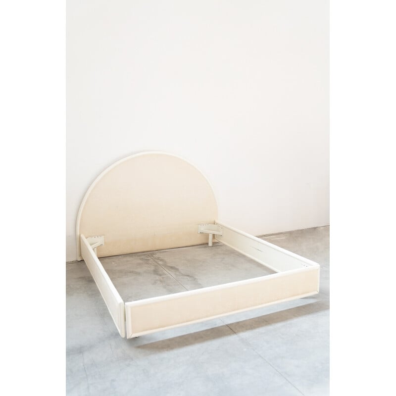 Vintage bamboo and fabric bed frame, Italy 1980