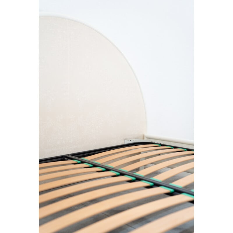 Estrutura de cama vintage em bambu e tecido, Itália 1980