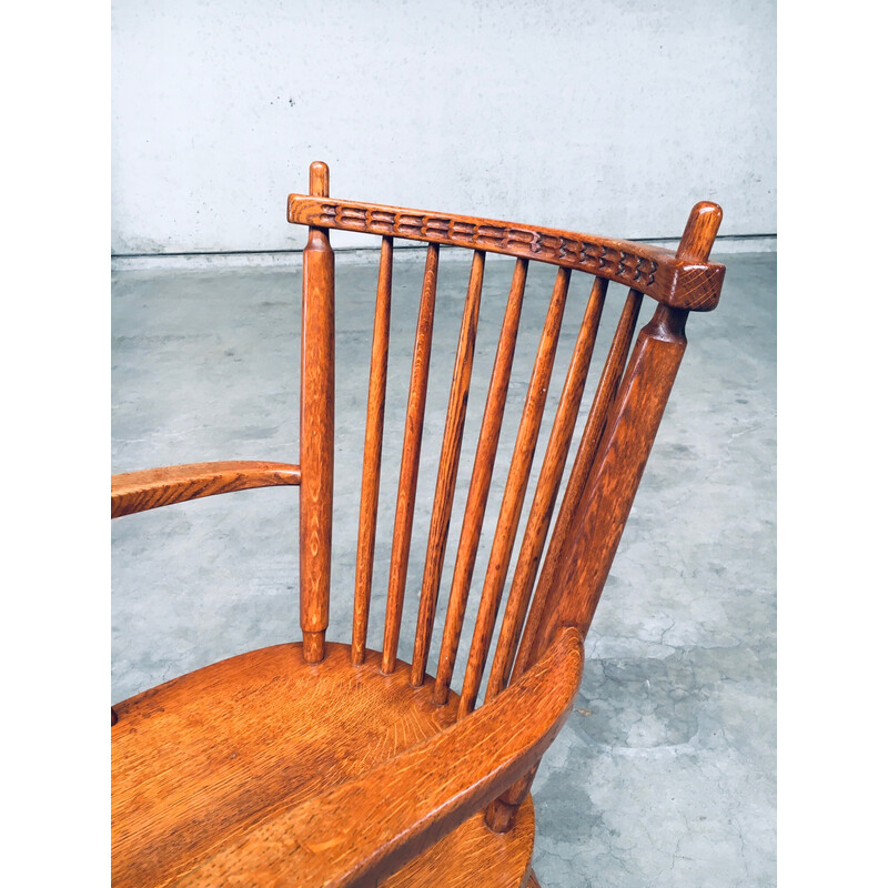 Set of 4 vintage solid oak armchairs by De Ster Gelderland, Netherlands 1960