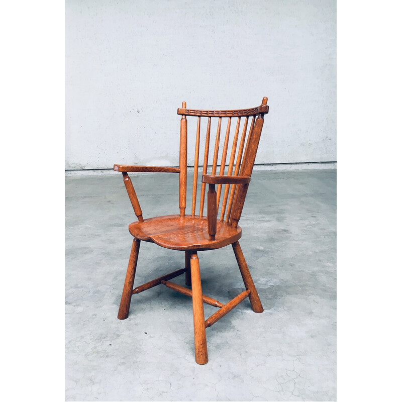 Set of 4 vintage solid oak armchairs by De Ster Gelderland, Netherlands 1960