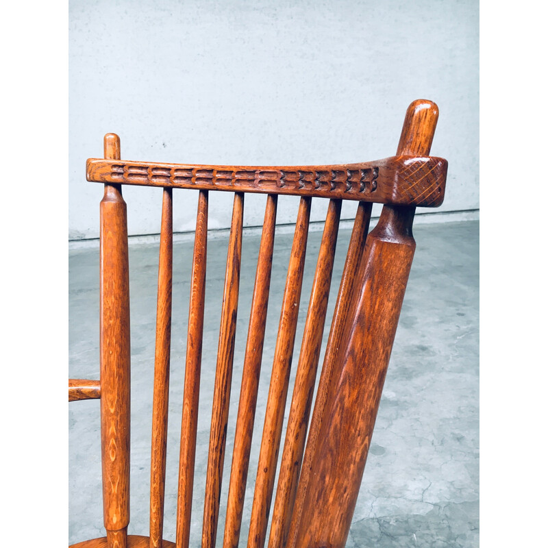 Set of 4 vintage solid oak armchairs by De Ster Gelderland, Netherlands 1960