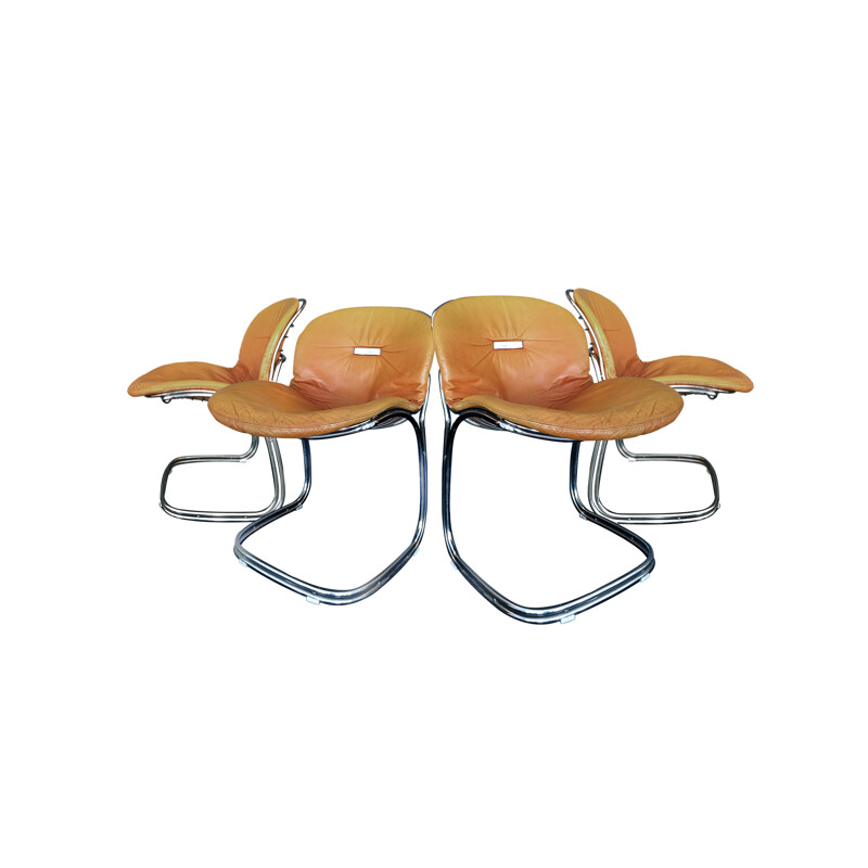 Set of 4 chairs Sabrina flesh by Gastone Rinaldi - 1970s