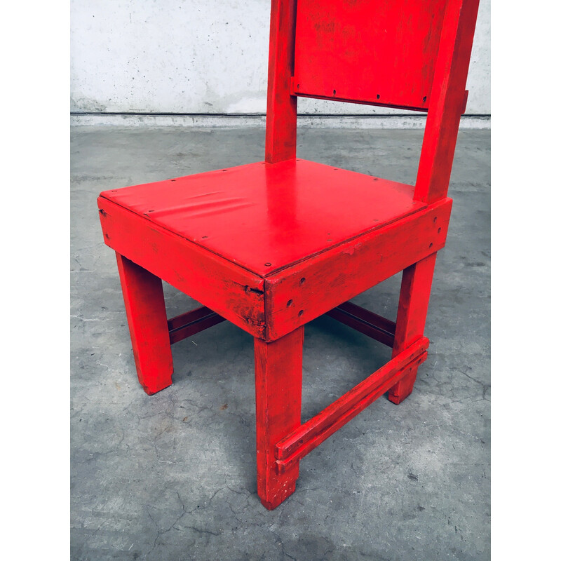 Vintage red oak and beech chair, Netherlands 1920