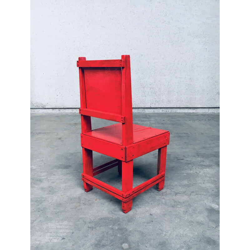 Vintage red oak and beech chair, Netherlands 1920