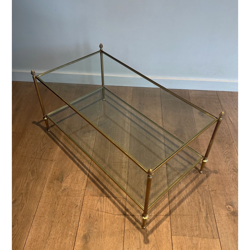 Vintage bronze and brass coffee table for La Maison Baguès, France 1940