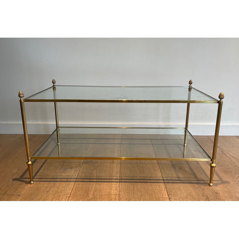 Vintage bronze and brass coffee table for La Maison Baguès, France 1940