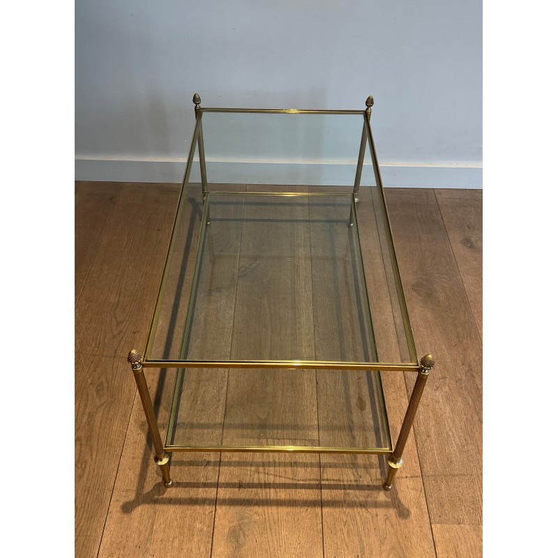 Vintage bronze and brass coffee table for La Maison Baguès, France 1940