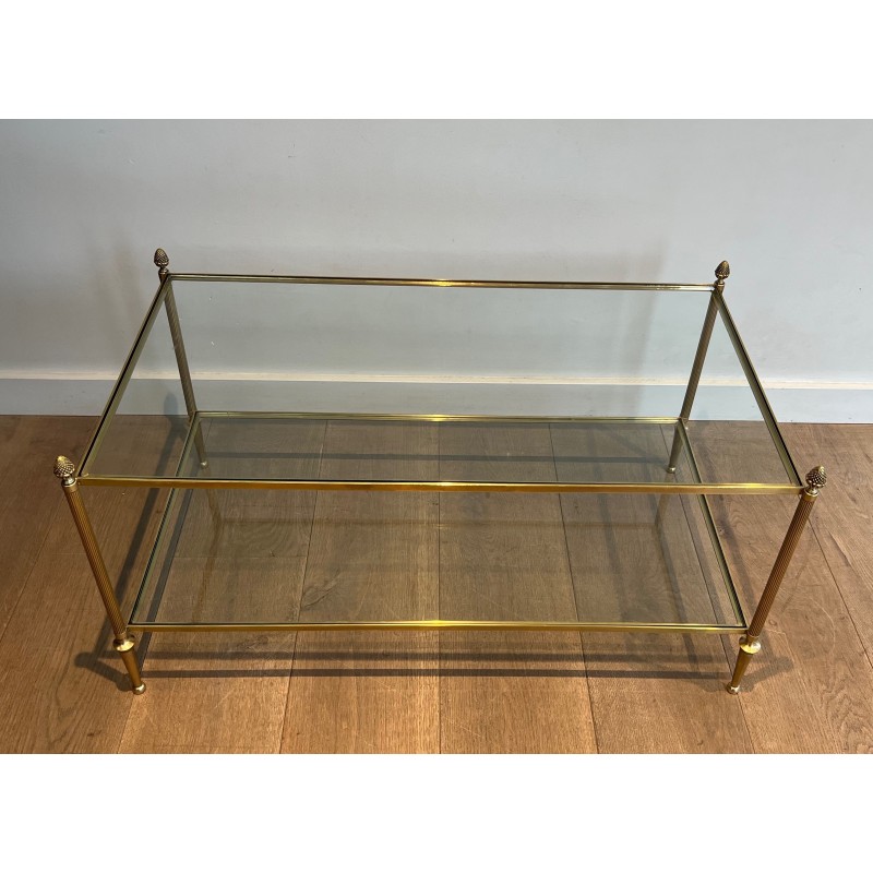 Vintage bronze and brass coffee table for La Maison Baguès, France 1940