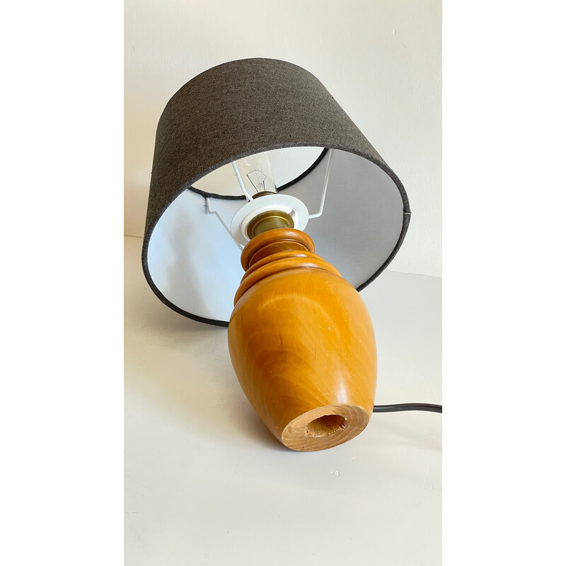 Vintage lamp in solid wood and fabric, 1980