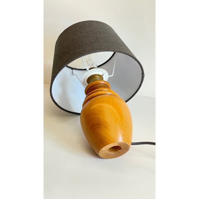 Vintage lamp in solid wood and fabric, 1980