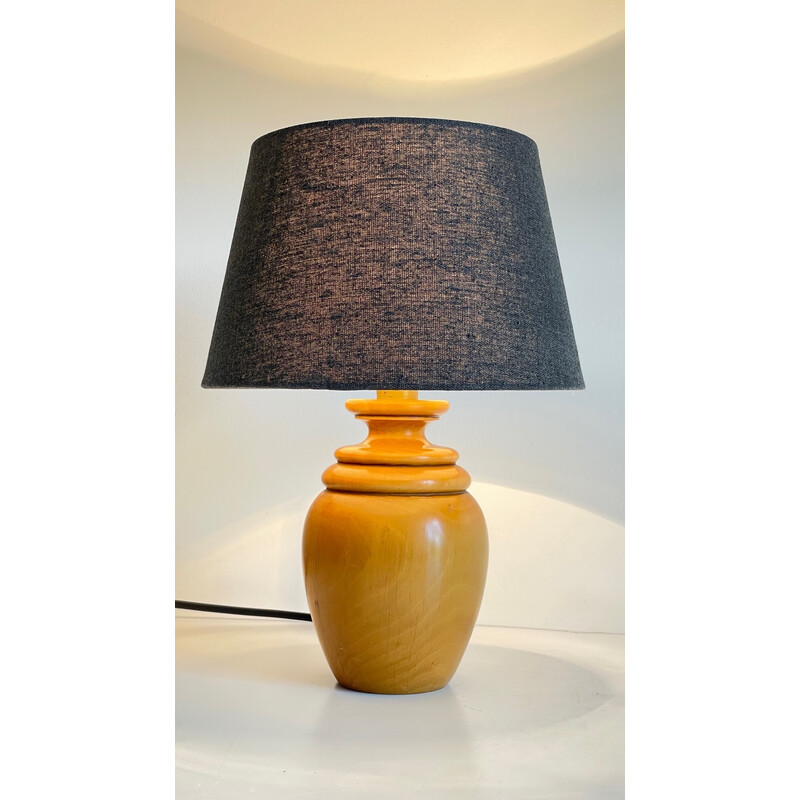 Vintage-Lampe aus Massivholz und Tisu, 1980