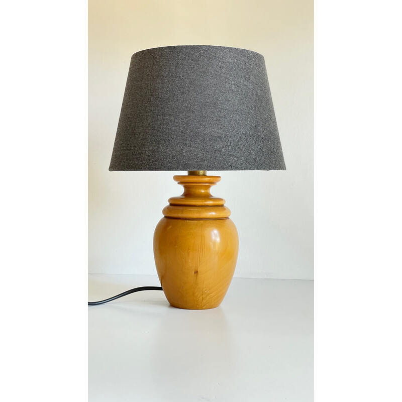 Vintage-Lampe aus Massivholz und Tisu, 1980