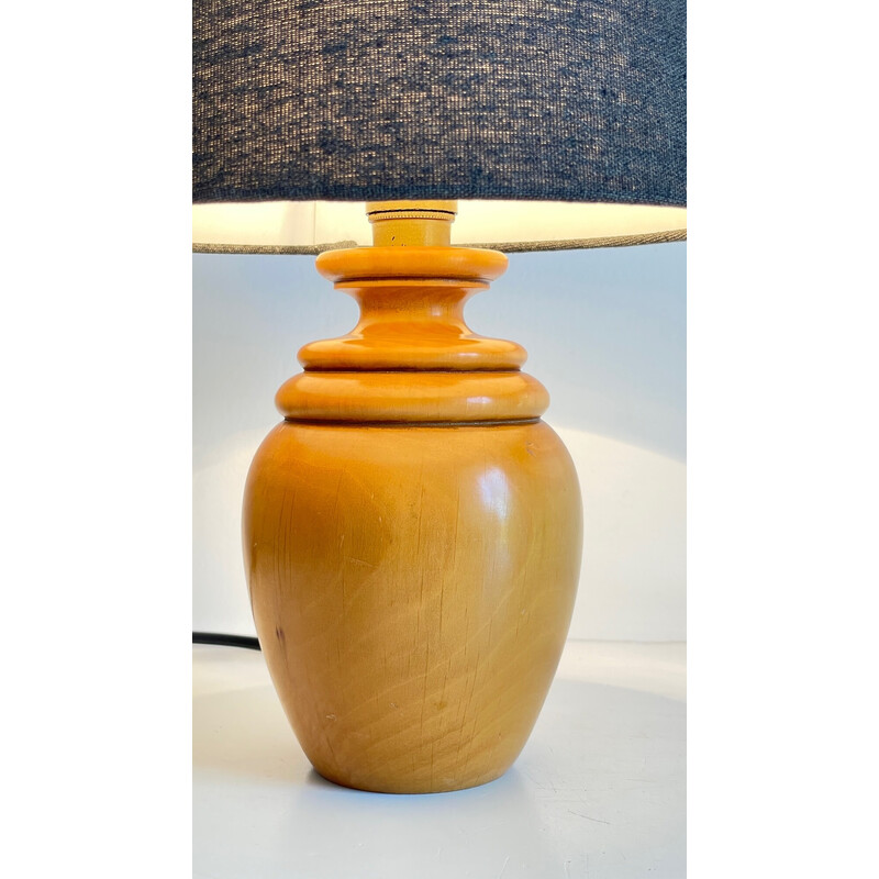 Vintage lamp van massief hout en tisu, 1980