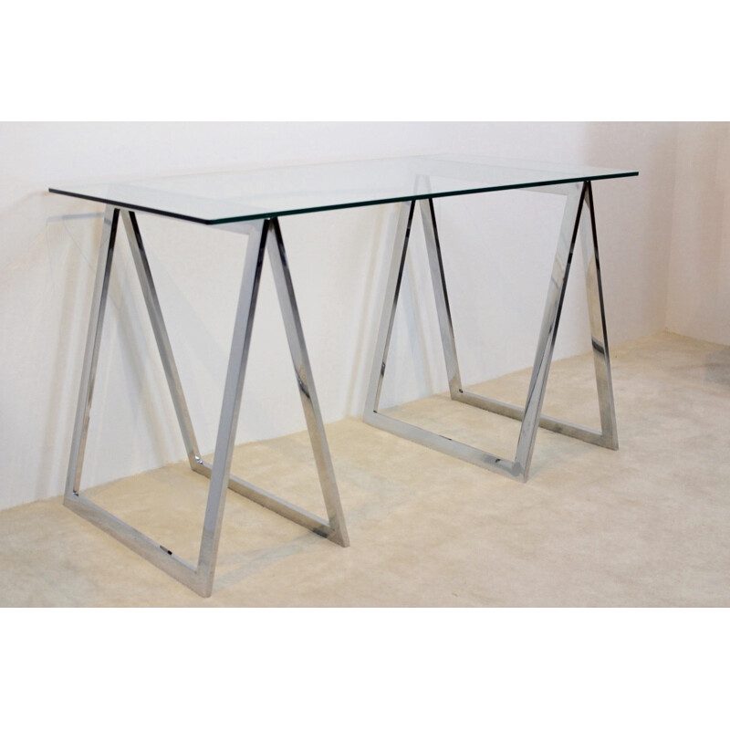 Chrome Trestle Leg Sidetable - 1970s