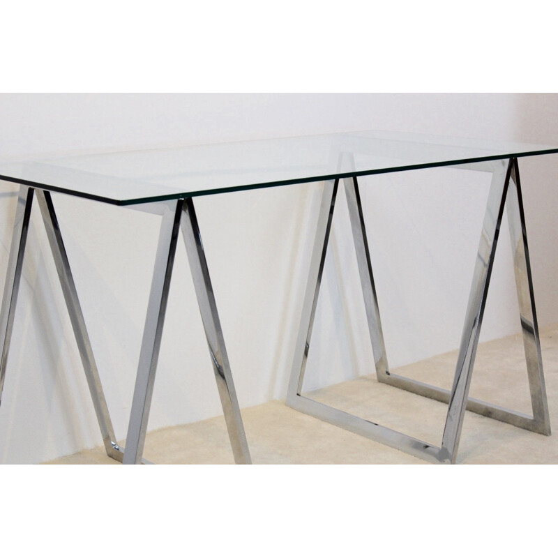 Chrome Trestle Leg Sidetable - 1970s