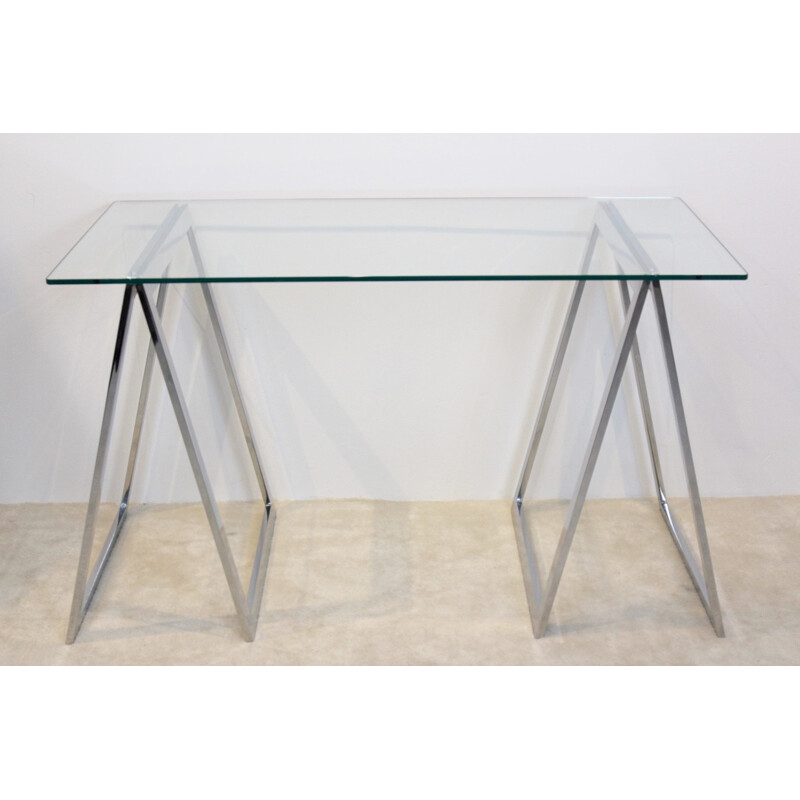 Chrome Trestle Leg Sidetable - 1970s