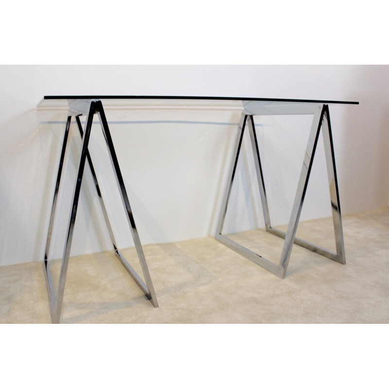 Chrome Trestle Leg Sidetable - 1970s