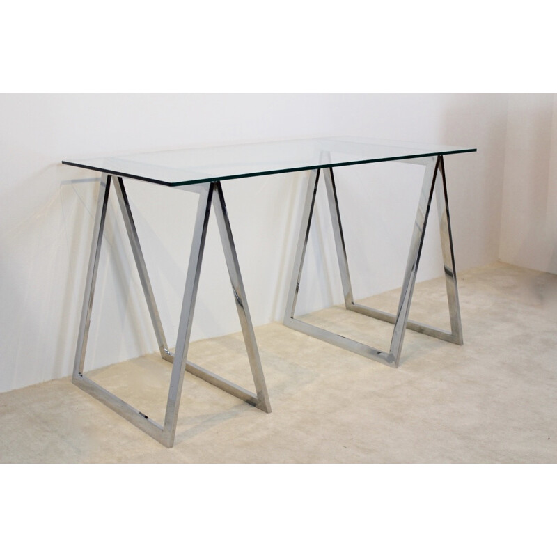 Chrome Trestle Leg Sidetable - 1970s