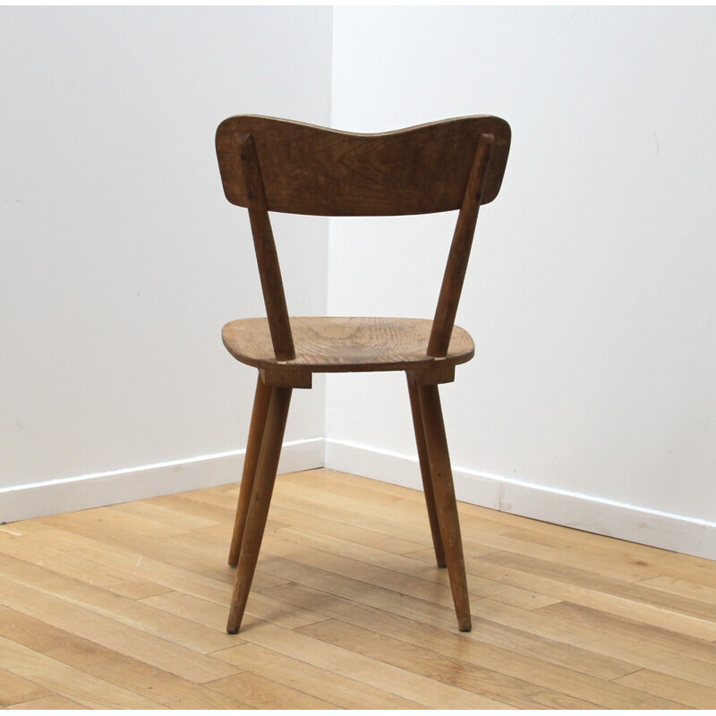 Juego de 8 sillas vintage Baumann de madera clara