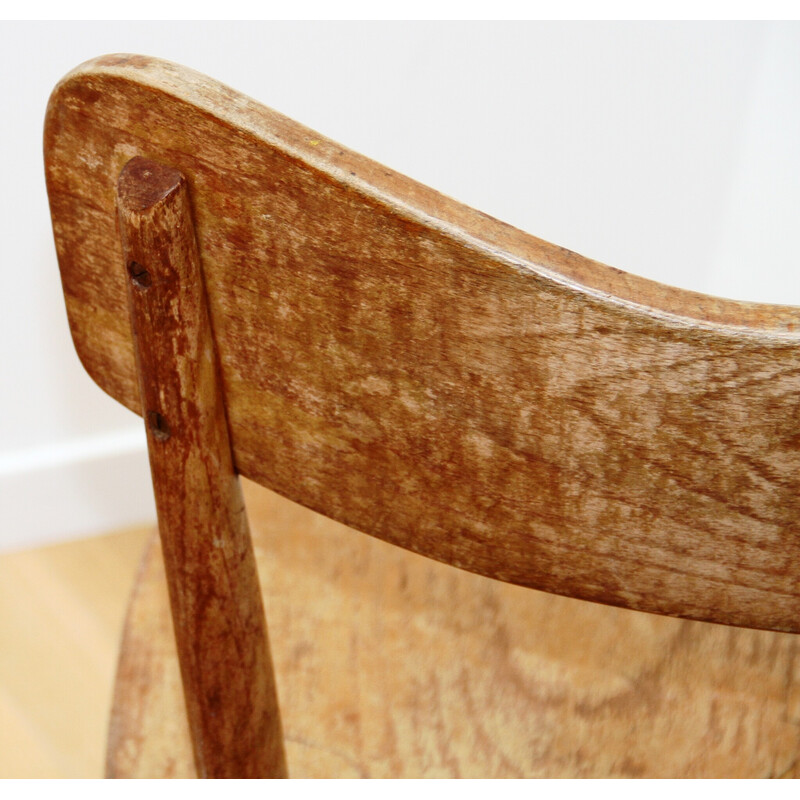 Set van 8 vintage Baumann stoelen in licht hout