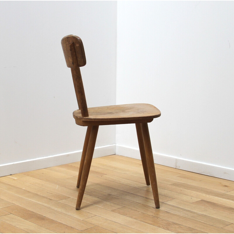 Juego de 8 sillas vintage Baumann de madera clara
