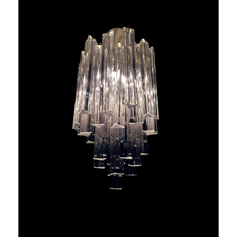 Circular chandelier Triedi by Paulo Venini in Murano crystal - 1960s