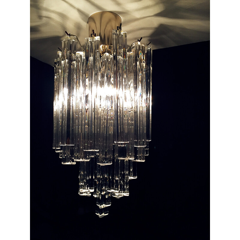 Circular chandelier Triedi by Paulo Venini in Murano crystal - 1960s