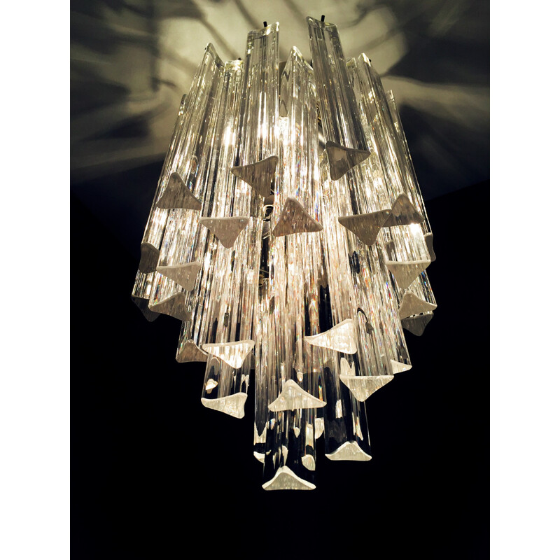 Circular chandelier Triedi by Paulo Venini in Murano crystal - 1960s