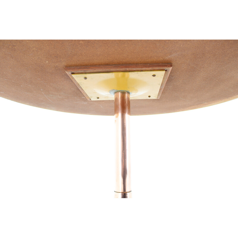 Vintage round copper coffee table, Denmark 1960