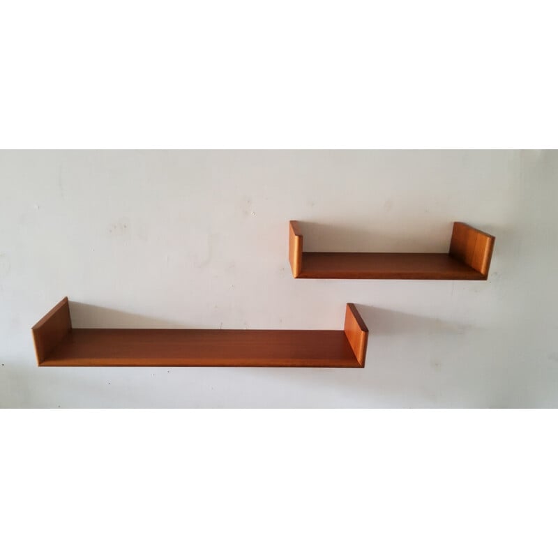Pair of vintage floating wall shelves, 1960
