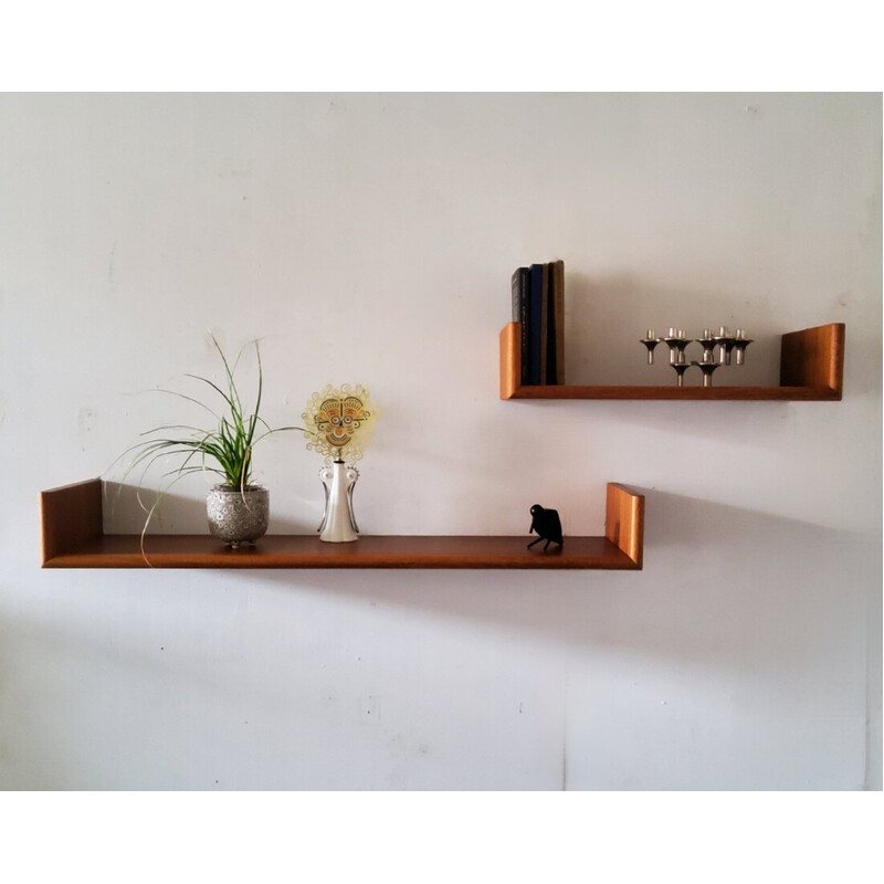 Pair of vintage floating wall shelves, 1960