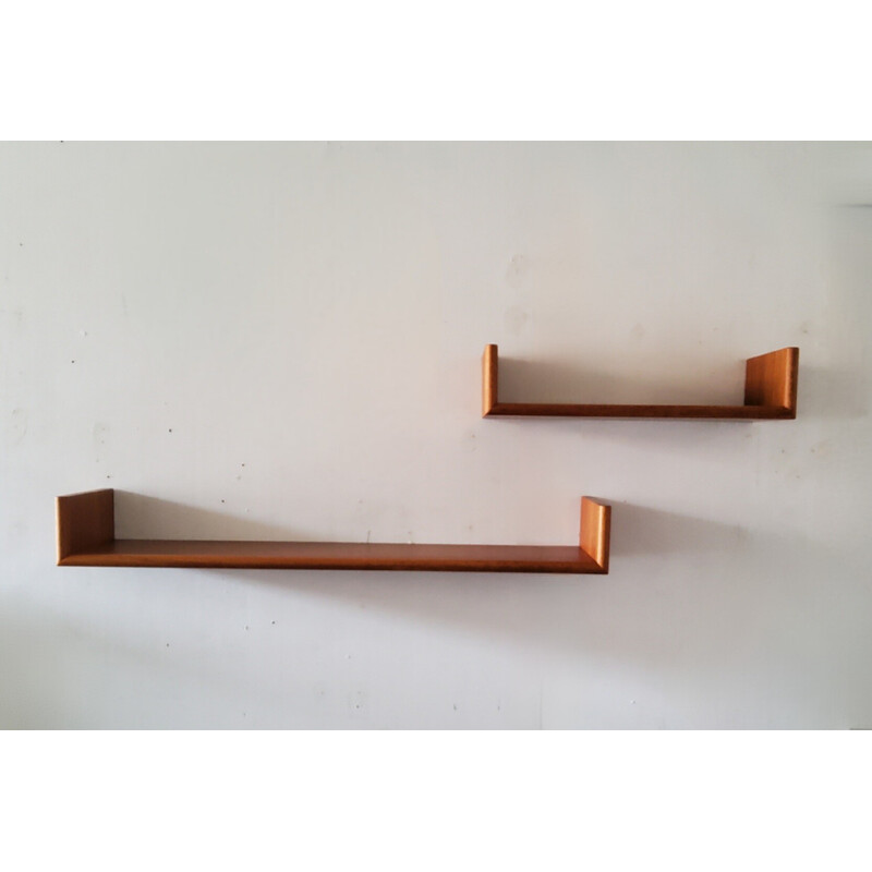 Pair of vintage floating wall shelves, 1960