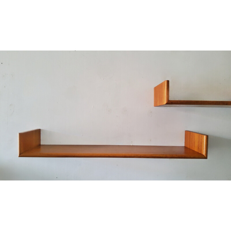 Pair of vintage floating wall shelves, 1960