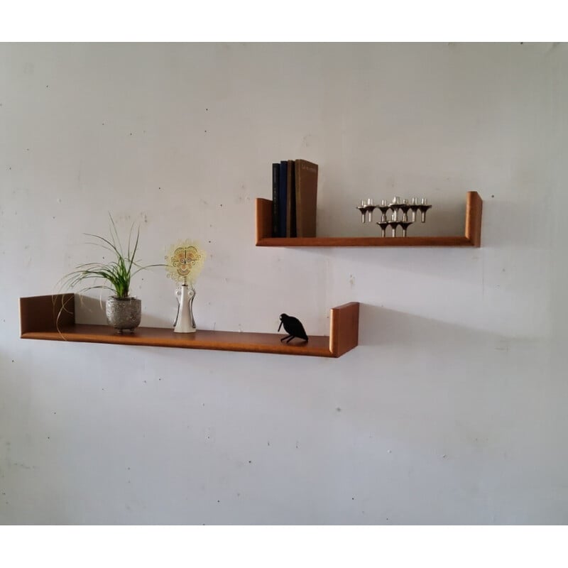 Pair of vintage floating wall shelves, 1960