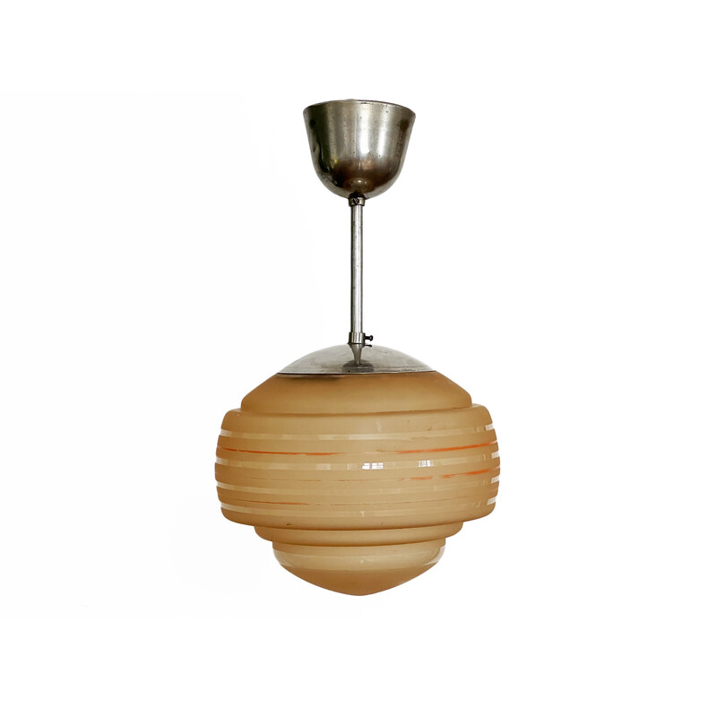 Vintage Art Deco pendant lamp in opaline glass in the shape of a beehive, Sweden 1930