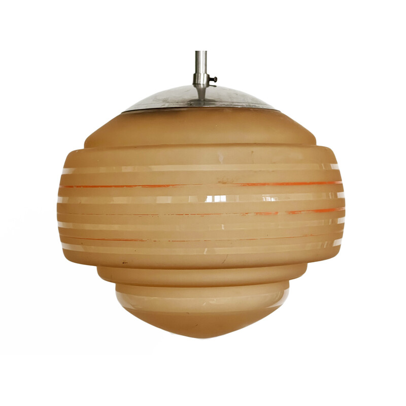 Vintage Art Deco pendant lamp in opaline glass in the shape of a beehive, Sweden 1930