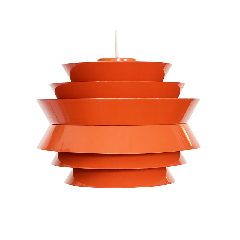 Vintage "Trava" pendant lamp in orange lacquer by Carl Thore for Granhaga Metallindustri, Sweden 1970