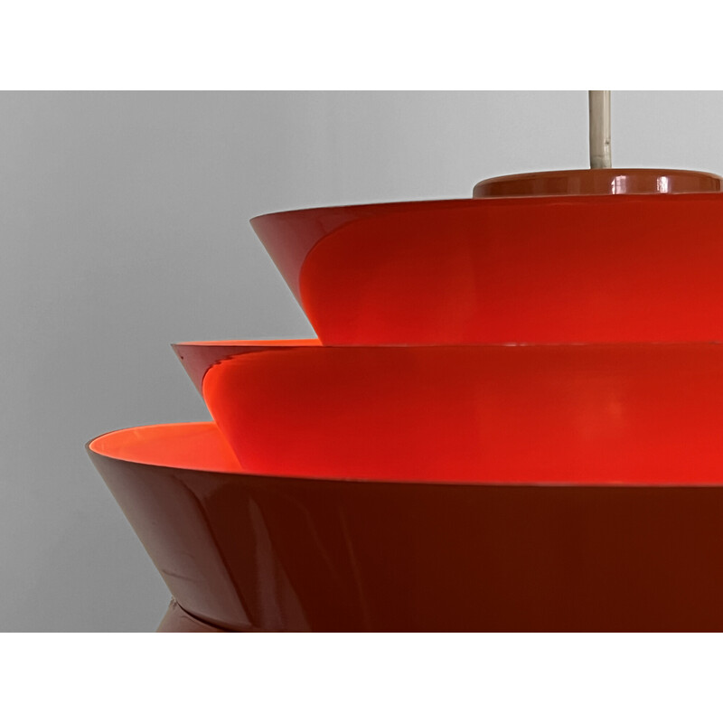 Vintage "Trava" pendant lamp in orange lacquer by Carl Thore for Granhaga Metallindustri, Sweden 1970