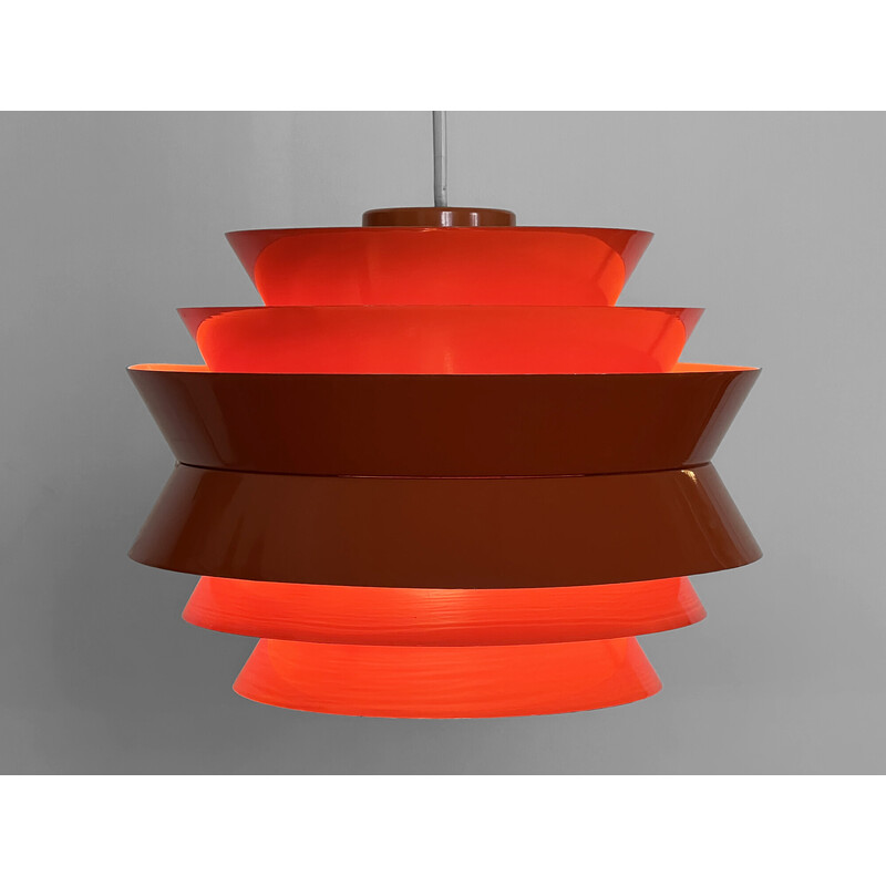 Vintage "Trava" pendant lamp in orange lacquer by Carl Thore for Granhaga Metallindustri, Sweden 1970