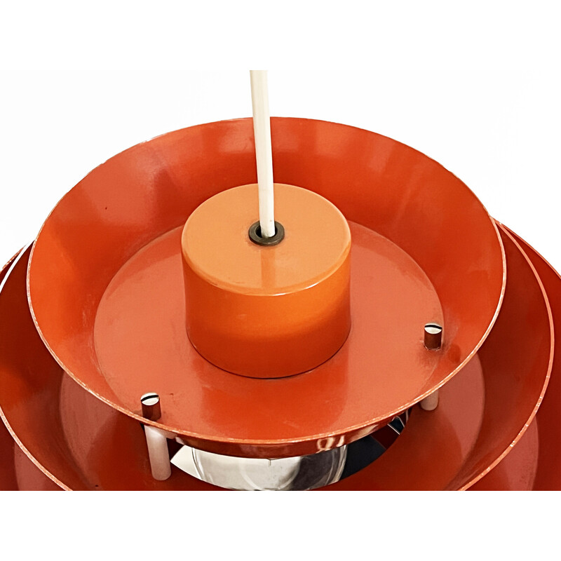 Vintage "Trava" pendant lamp in orange lacquer by Carl Thore for Granhaga Metallindustri, Sweden 1970